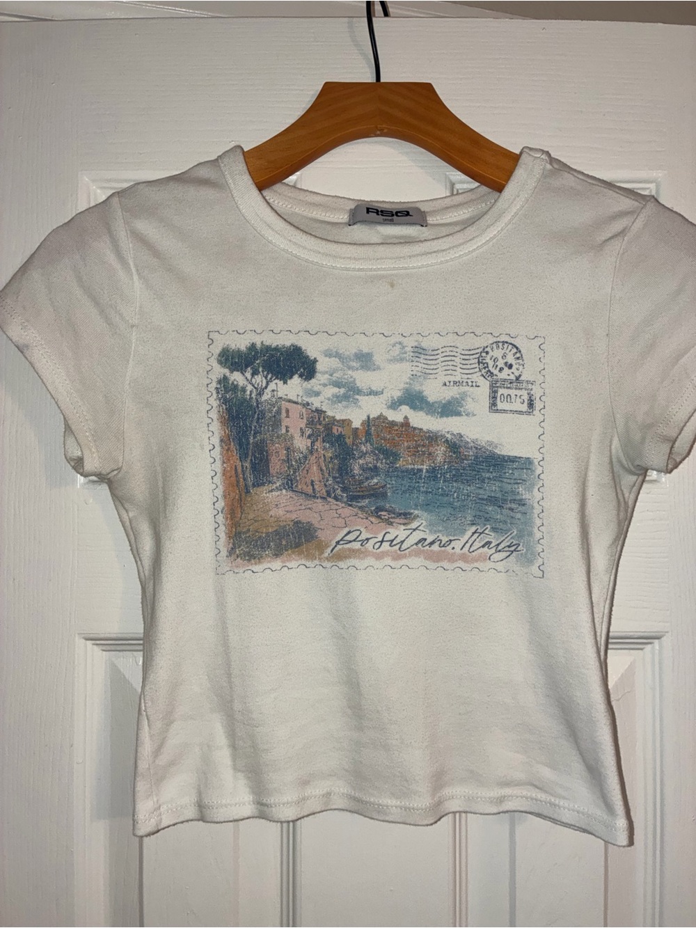 RSQ White Positano Postcard Graphic Short Sleeve Tee